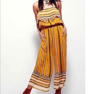 Free People Strapless Wide Leg Jumpsuit
